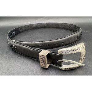 Oynx Brighton Belt 74803 Men 36 Black with Silver tone Hardware Braided Leather